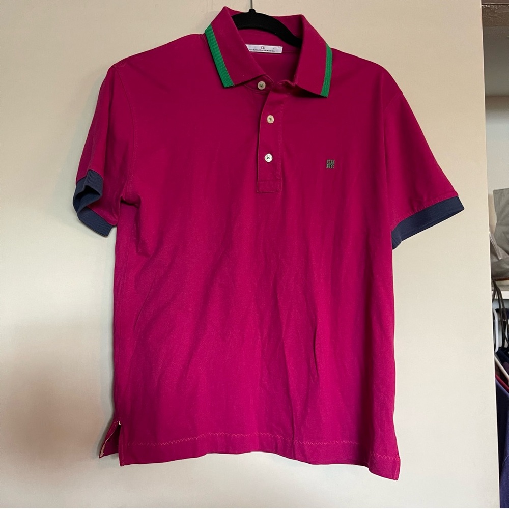 CH Carolina Herrera Men’s Polo Collared Shirt Pink Magenta sz M?